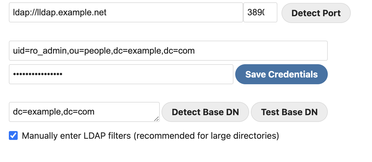 ldap configuration page