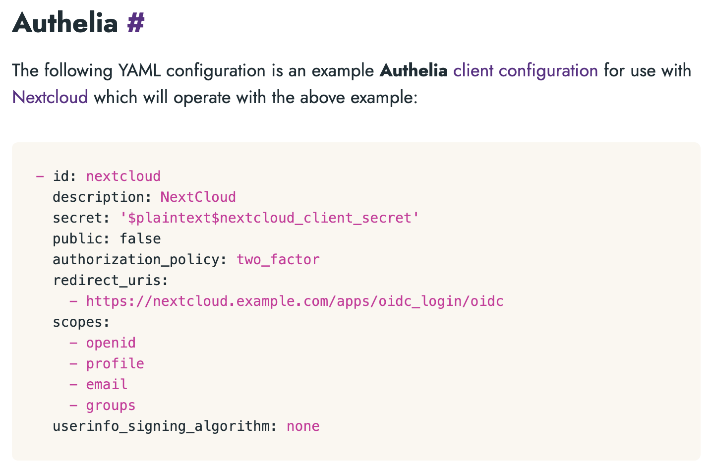 Authelia OpenID Config